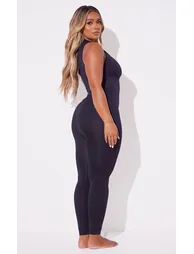 Shape Black Stretch Seamless Zip Front Sleeveless Jumpsuit - 1
