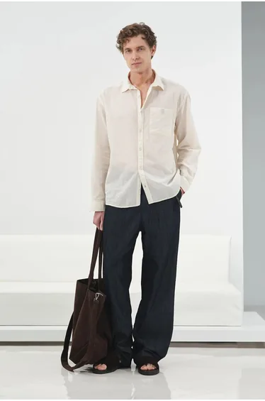 GIESTO Plain Poplin Shirt with Pocket