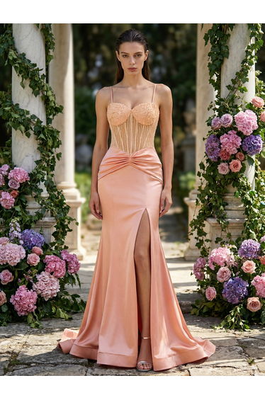 Leely Women's Elegant Spaghetti Straps Sleeveless Graduation & Prom Dresses