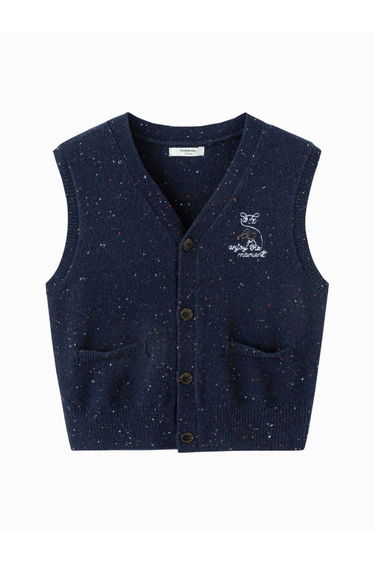 Boys' Knitted Vest With Speckled Pattern