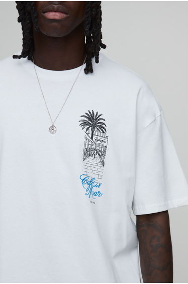Oversized Cafe Del Mar Beach License Print T-shirt - white