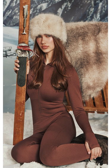 PLT SKI Chocolate Seamless Collar Unitard