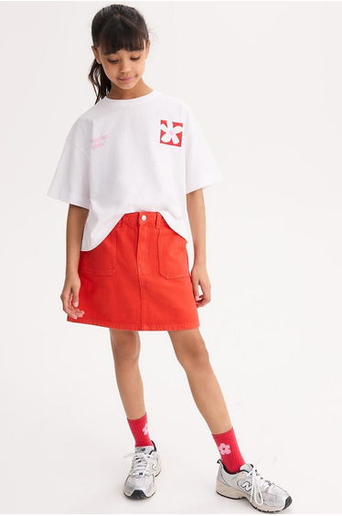Straight and Short Skirt in Twill