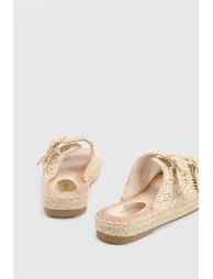 Eva Embroidered Espadrille Buckle Detail Flat Sandals - 1