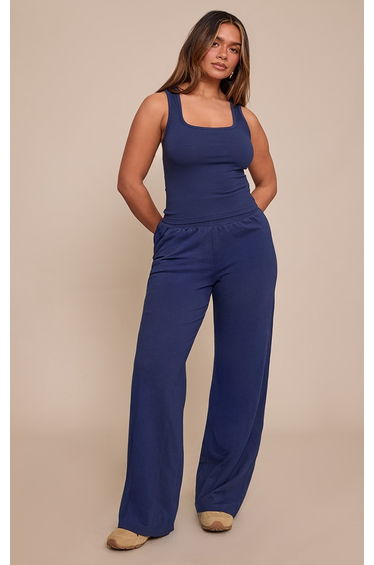 Shape Navy Highwaisted Wide Leg Trousers
