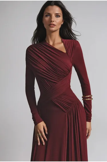 فستان ماكسي ضيق مزموم