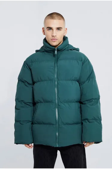 Oversized Soft Hooded Puffer - forest