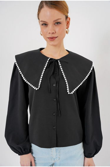 BDART Poplin Baby Collar Shirt with Bow