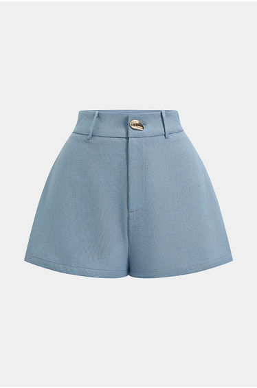 Linen High Waist Button Shorts
