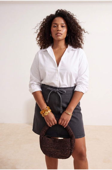 Gray Denim Plus Size Skirt