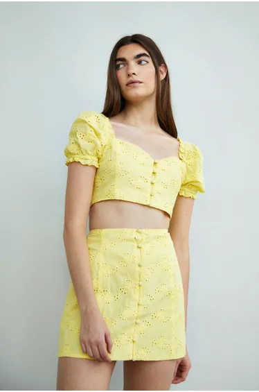 Yellow Column Mini Skirt