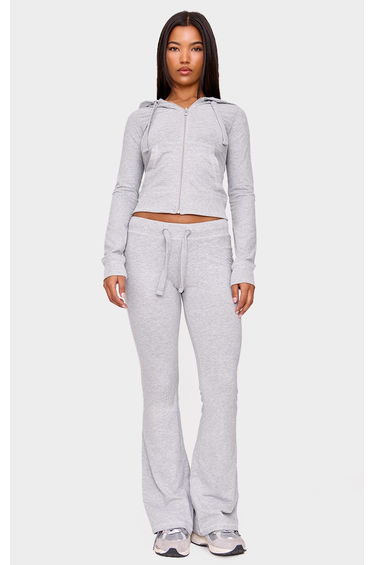 Grey Marl Low Rise Skinny Flare Trousers