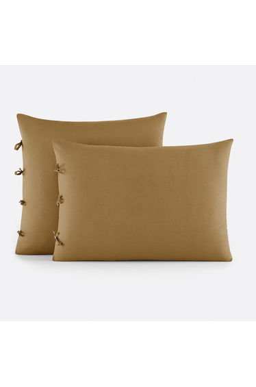Scenario Plain Cotton Pillowcase with Tie Fastening