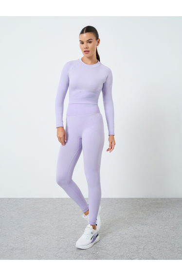 Tonal Jacquard Long Sleeve Top and Leggings Set