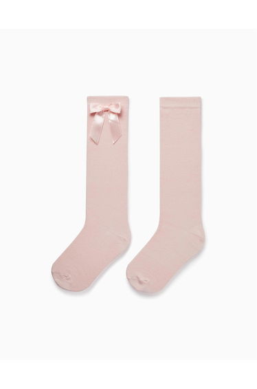 High Socks with Bow for Girls, Pink