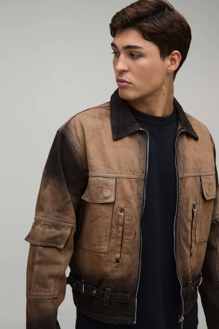 جاكيت بوهو مان جينز بني - 2