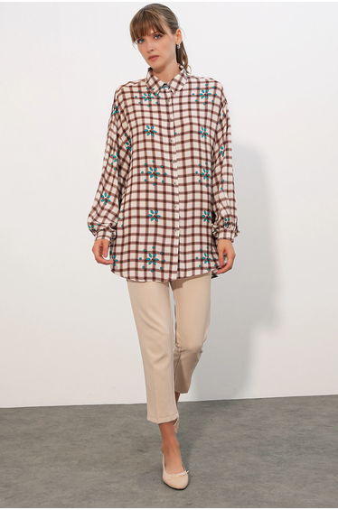 BDART Oversized Plaid Crepe Shirt
