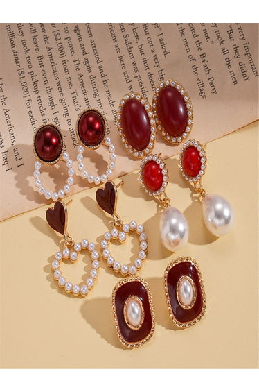 Set of 5 - Pearl Dangler Earrings