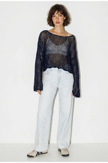 LUCCI Loose Sequin Knit Crop Top