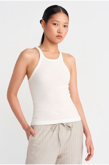 DILVIN Ribbed Cotton Sleeveless Cami Blouse