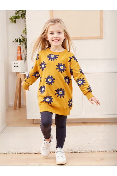 Girls Graphic Print Sweatshirt with Leggings Set