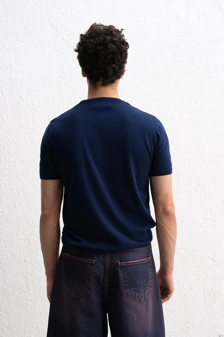 GIESTO Solid Crew Neck Cotton T-Shirt - 2