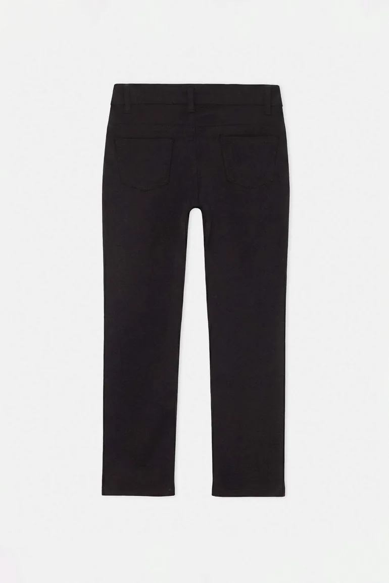 Black Plain Woven Trousers - 1