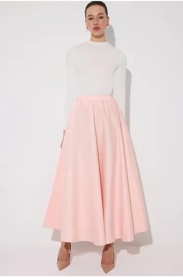 RUFFLED SATIN SKIRT