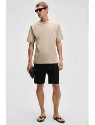 GRIMELANGE CATWALK Men 100% Cotton Regular Fit Beige T-Shirt - 4