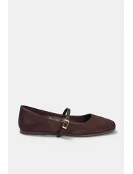Brown Satin Mary Jane Strappy Round Toe Women's Ballerinas - 4