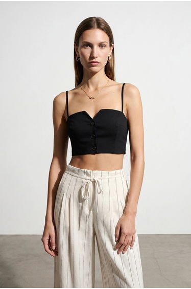 DILVIN Crop Fitted Waistcoat With Heart Neckline