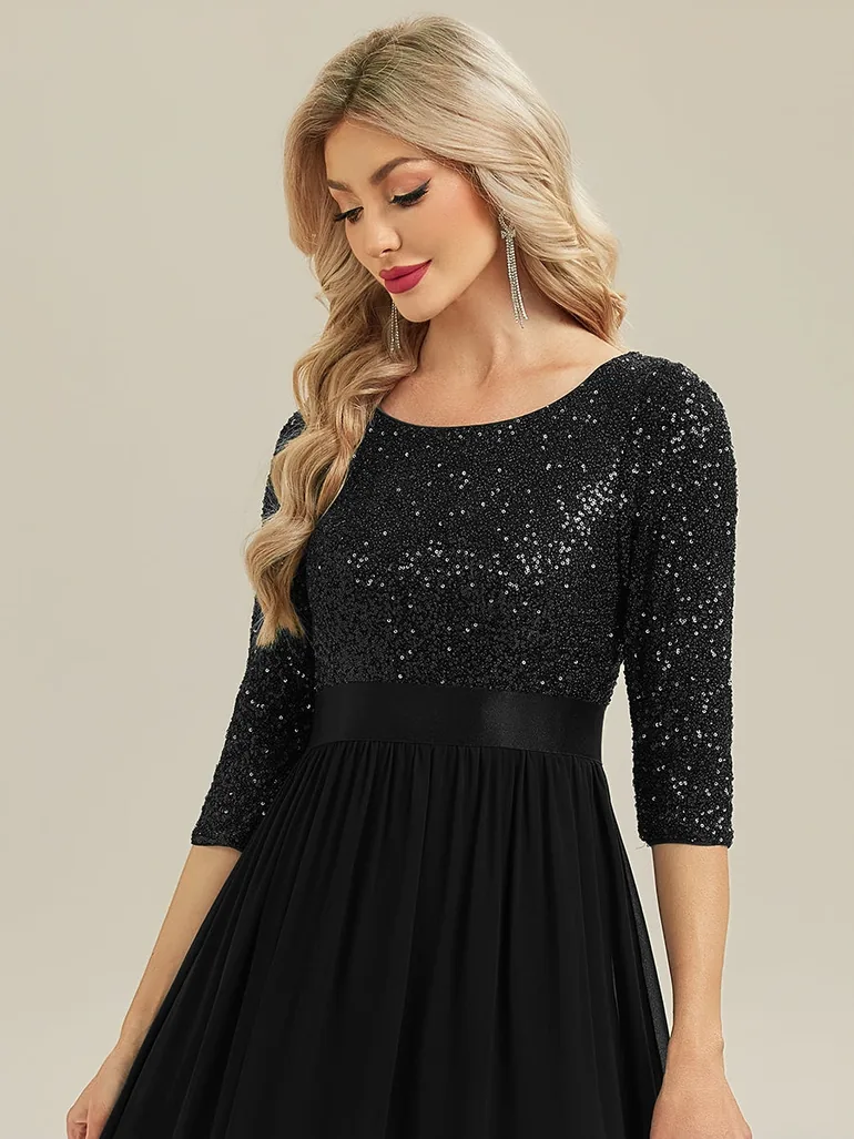 ever EMILIA|Glitter A-Line Maxi Evening Dress with Chiffon - 2