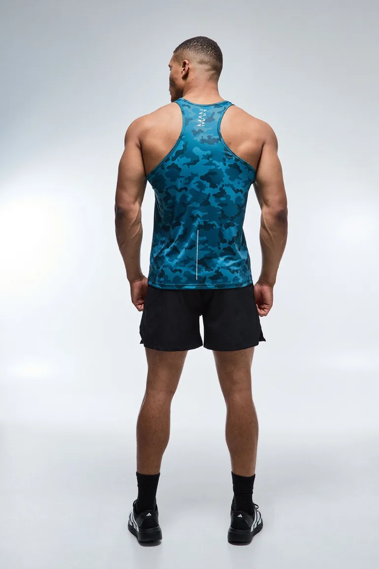 Man Active Regular Fit Camo Performance Vest - teal - 2