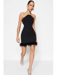 Black Halter Neck Bodycon Mini Dress
