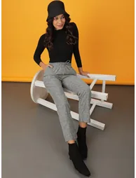 Women Charcoal Regular Fit Solid Pants