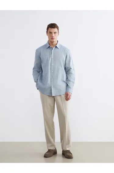 Regular Fit Dobby Fabric Men's Shirt