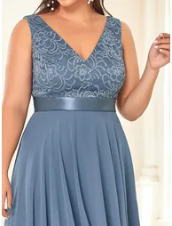 Plus Size Deep V Neck Asymmetrical Hem Sleeveless Dresses - 2