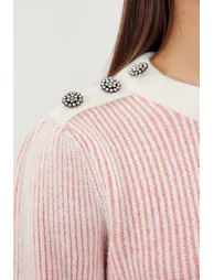 Powder Button Detailed Soft Textured Knitwear Sweater - 5