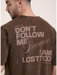 Men Oversized Acid Wash Printed T-Shirt - 1