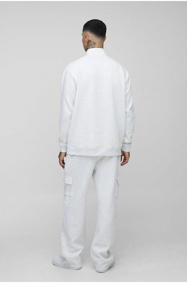 Tall Basic Oversized Quarter Zip Funnel Neck Sweatshirt - grey marl product thumbnail 2