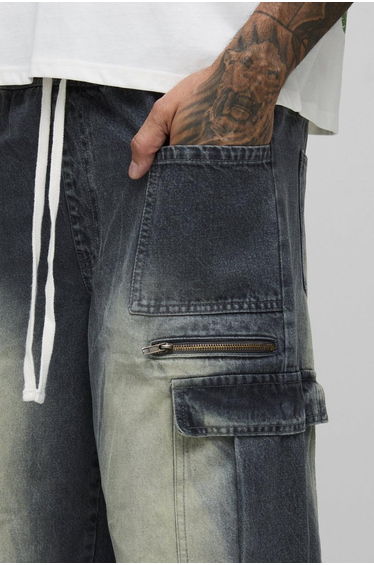 Tall Tinted Washed Baggy Fit Jeans - charcoal product thumbnail 3