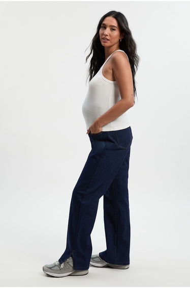 Maternity Over The Bump Straight Leg Jeans - dark indigo product thumbnail 3