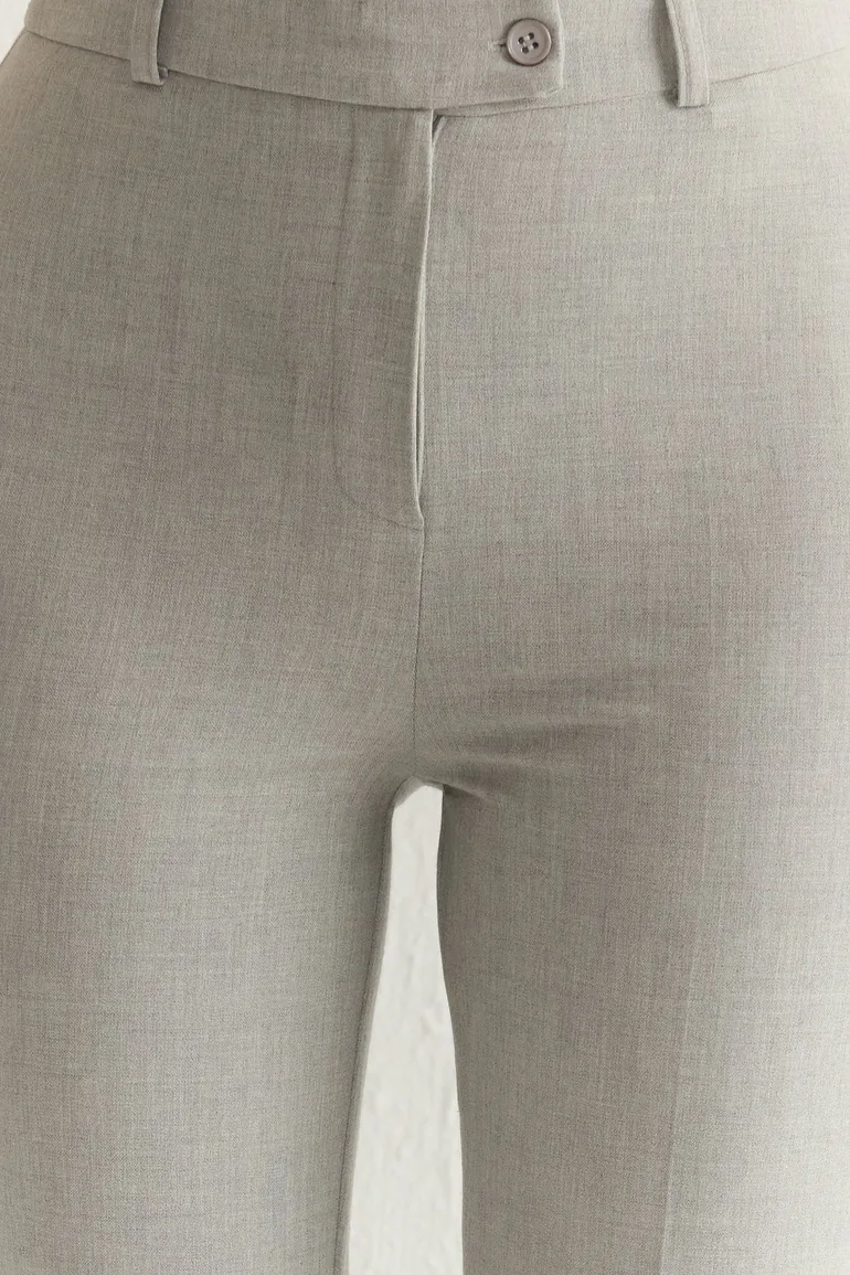 Gray Polyviscose Carrot Double Leg Trousers - 4