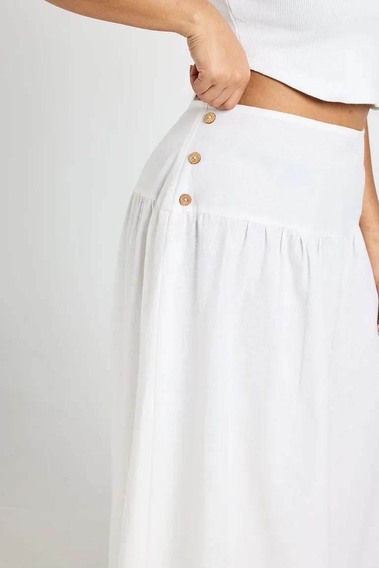 Plus Linen Look Extreme Wide Leg Trouser - natural - 3