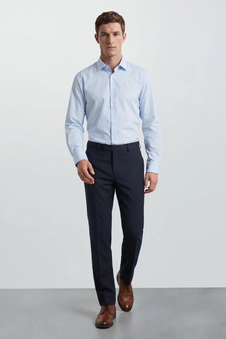 Navy Half Elasticated Trousers