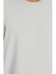 Limited Edition Gray Men's Oversize Crew Neck Short Sleeve Textured Ottoman T-Shirt - 5