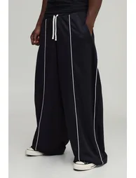 Tall Balloon Fit Piping Tricot Jogger - black - 1