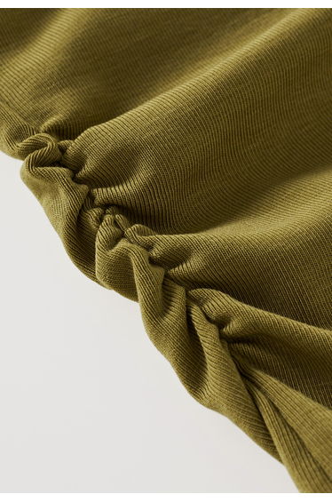 Slant Shoulder Metal Detail Ruched Top in Olive for Holiday Parties & City Outings product thumbnail 3