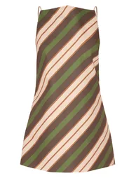 Green Striped A-line Dress - 4