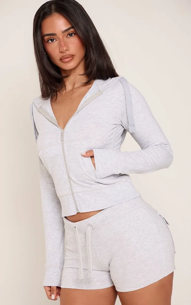 Petite Ash Grey Low Rise Shorts - 2